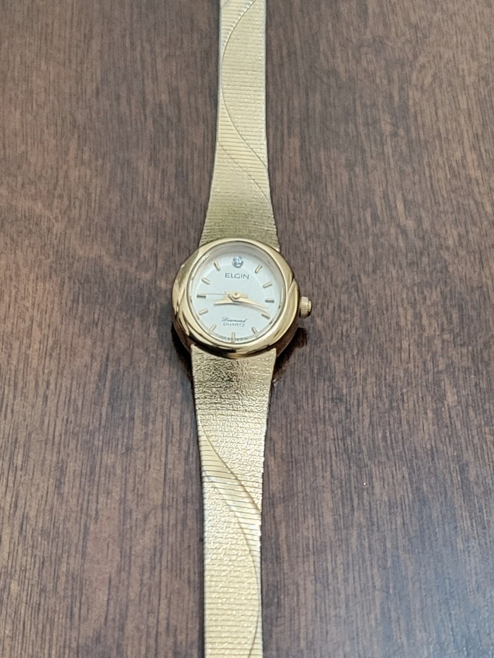 Women's Petite Elgin Gold Watch With Adjustable Strap Diamond Marker EK511-007